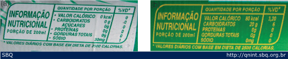 Figura 1: Informações nutricionais em rótulos de refrigerante light (a) e normal (b).  