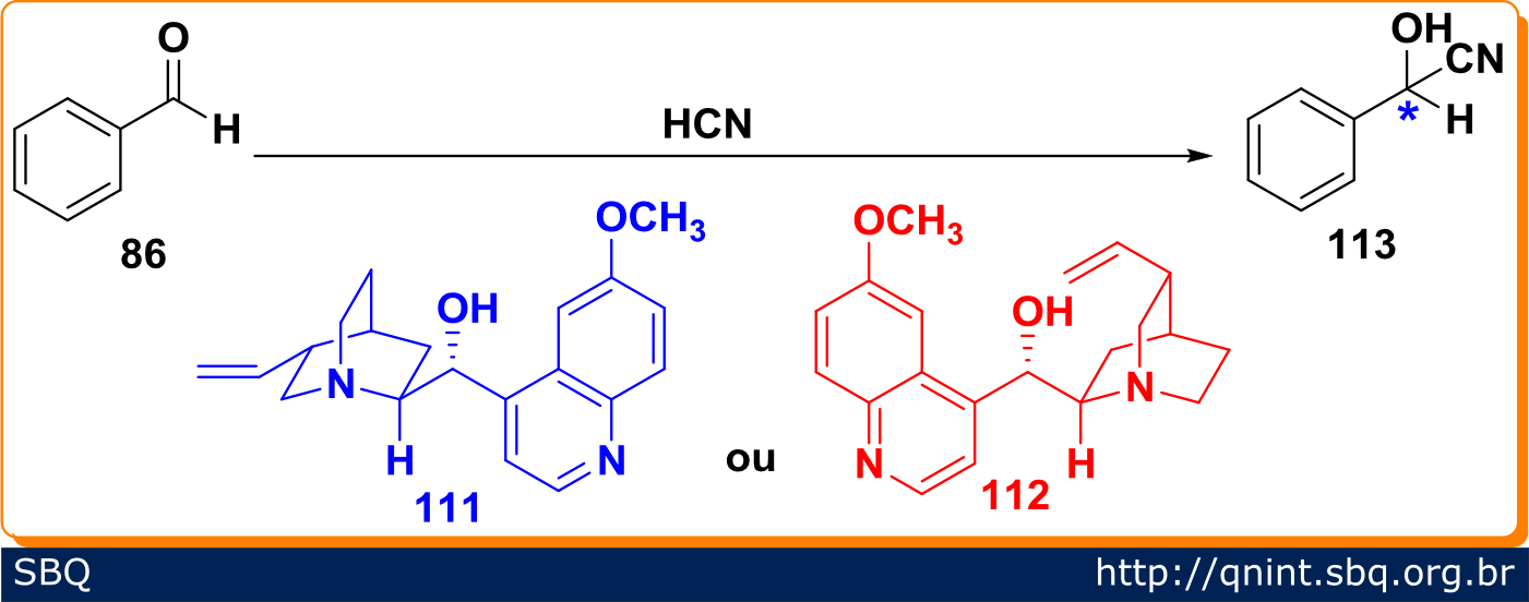 Esquema 1. Reação de formação de cianoidrina 113 por organocatálise 