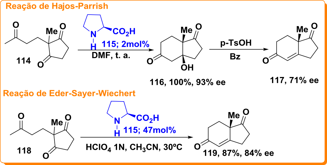 Esquema 2. Reação de anelação de Robinson assimétrica catalisada pela (L)-prolina (115) 1 