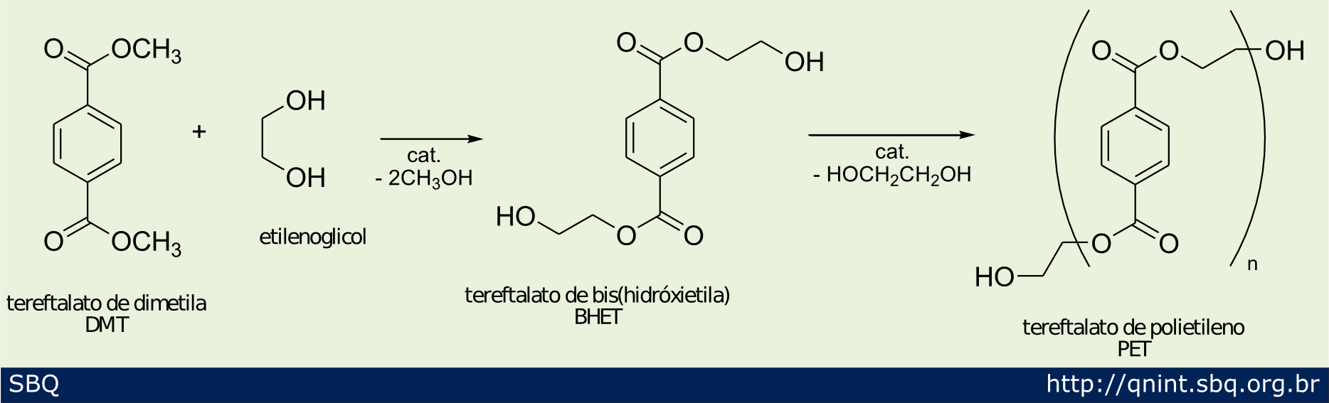 Esquema 2. Reações de obtenção do tereftalato de polietileno (PET) 